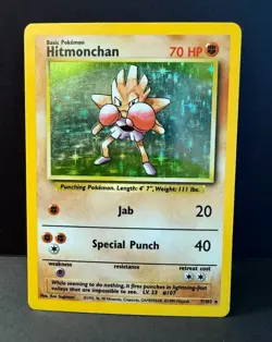 Pokemon Card: HITMONCHAN Unlimited Base Holo (MP) - Image 3