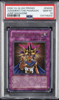 2006 YU-GI-OH! PROMO JUMP MAGAZINE #EN008 JUDGMENT OF THE PHARAOH PSA 10 - Image 1