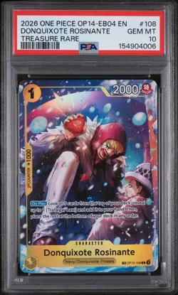 PSA10 Donquixote Rosinante Treasure Rare OP12-108 One Piece Card - Image 1