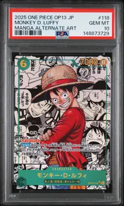2025 ONE PIECE JPN OP13-CARRYING ON HIS WILL #118 MONKEY D. LUFFY PSA 10 - Image 1