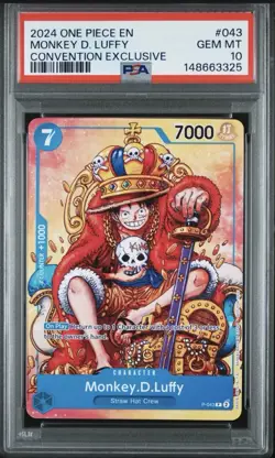 Monkey D. Luffy 2024 One Piece Convention Exclusive Promo P-043 PSA 10 - Image 1