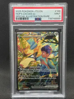 2025 PSA 9 MINT POKEMON JTG SPECIAL ILLUSTRATION RARE #186 HOP'S ZACIAN EX - Image 1
