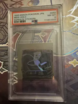PSA 8 Mew Pokemon Rainbow Holo Sticker AMADA Super DX D82 Ghost Rare Japanese - Image 1