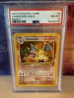 2000 Pokemon Charizard 4/130 Holo Base Set 2 PSA 8 NM-MT - Image 1