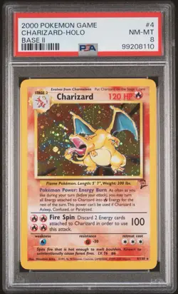 2000 Pokemon Charizard 4/130 Holo Base Set 2 PSA 8 NM-MT - Image 3