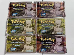 6x Pokemon The First Movie Topps Booster Pack Lot 1998 Factory Sealed - Image 1