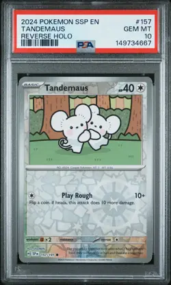 2024 POKEMON SSP EN-SURGING SPARKS REVERSE HOLO #157 TANDEMAUS PSA 10 - Image 1