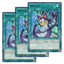 Yugioh - Mimicat x 3 - 1st Edition Ultra Rare Blue NM - Free Holo Card - Image 1