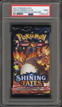 2021 Pokemon INT'L Shining Fates Foil Booster Pack Charizard Art PSA 9 Mint - Image 1