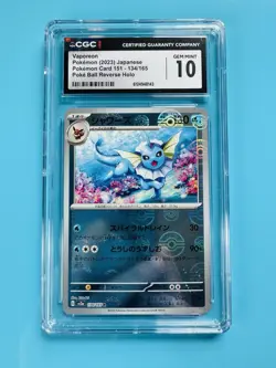 CGC 10 GEM MINT Vaporeon Poke Ball Reverse Holo Japanese 151 134/165 Pokemon - Image 1