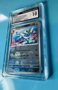 CGC 10 GEM MINT Vaporeon Poke Ball Reverse Holo Japanese 151 134/165 Pokemon - Image 2