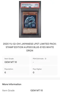PSA 10 Blue-Eyes White Dragon LPST-JP003 STAMP EDITION Yugioh Japanese LOW POP - Image 3