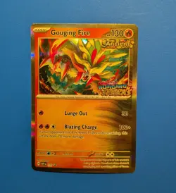 Gouging Fire SVP151 - Surging Sparks - STAFF Stamped Prerelease Pokemon Card NM - Image 1