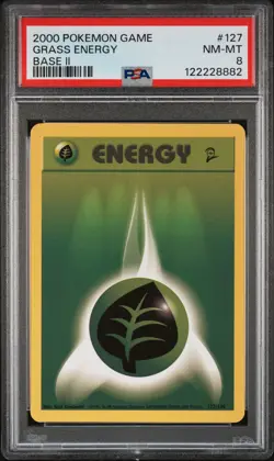 2000 POKEMON BASE SET 2#127 GRASS ENERGY PSA 8 - Image 1