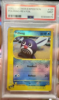 2002 POKEMON EXPEDITION #125 POLIWAG-REVERSE FOIL PSA 9 - Image 1
