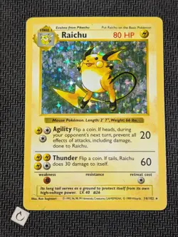 Raichu 14/102 - Shadowless Base Set Holo Rare Pokemon TCG DMG - Image 1