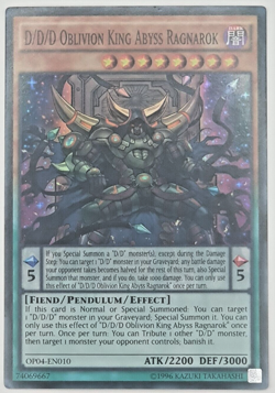D/D/D Oblivion King Abyss Ragnarok - OP04-EN010 - Super Rare Yugioh - Image 1