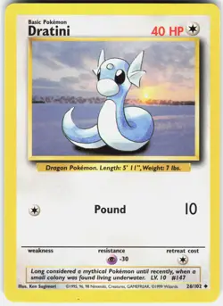 Dratini 26/102 Uncommon Base Set Unlimited Pokemon LP - Image 1