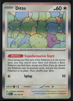 Ditto 132/165 Pokemon 151 Rare Near Mint Holo Card - Image 1