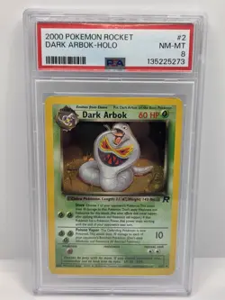 PSA 8 Pokemon TCG Dark Arbok 2/82 Team Rocket Holo - Image 1