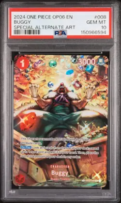 One Piece Buggy OP06-008 SP Special Alt Art Wings of Captain PSA 10 💎 English - Image 1