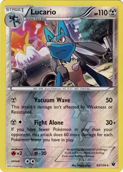 Lucario (Reverse Holo) Fates Collide 63/124 2016 Pokemon TCG Lightly Played - Image 1