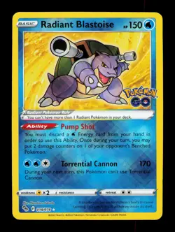 Radiant Blastoise Holo Radiant Rare Pokemon GO 018/078 NM - Image 1