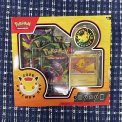 Pokemon TCG Pokemon Day 2026 Sealed Box Promo Pikachu Card 3 Packs Coin - Image 1