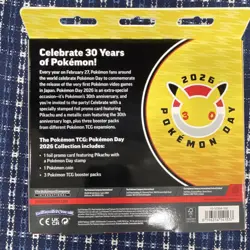 Pokemon TCG Pokemon Day 2026 Sealed Box Promo Pikachu Card 3 Packs Coin - Image 2