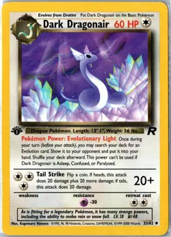 Pokemon Card 1st Edition Dark Dragonair 33/82 Team Rocket Non Holo WOTC VTG 2000 - Image 1
