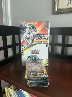 Pokemon Lot of 17x Sun & Moon Cosmic Eclipse 3 Card Booster Packs W/ Display - Image 1