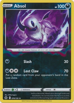 Absol 076/159 Reverse Holo Crown Zenith Pokemon Card NM - Image 1