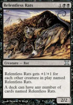 Heavy Play, English MTG Regular Relentless Rats 10th Edition Magic the Gathering - Image 1