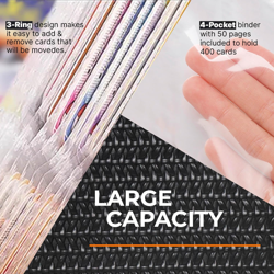 4 Pocket Card Binder for 400 Standard Trading Cards, Trading Card Album Folder w - Image 5