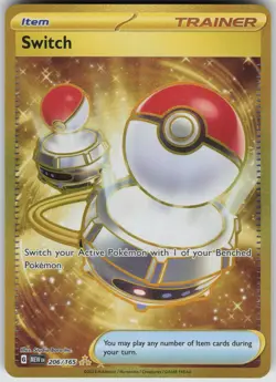 Switch 206/165 Hyper Rare 151 Pokemon Gold Holo Near Mint - Image 3