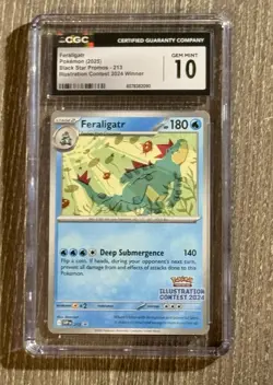 2025 Pokemon Feraligatr Black Star Promo Illustration Contest Winner CGC 10 GEM - Image 1