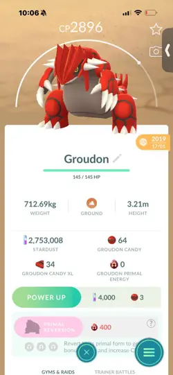 Pokemon Go Legendary Groudon ( Normal ) ( 2019) - Image 1