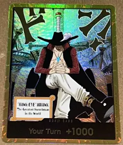 Hawkeye Mihawk Gold Don Card The Azure Sea's Seven Foil One Piece CCG NM/M - Image 1