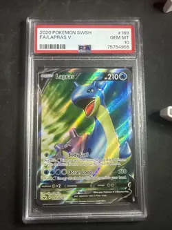 Pokemon TCG Lapras v Full Art Holo Card 189/202 Sword & Shield PSA 10 - Image 1