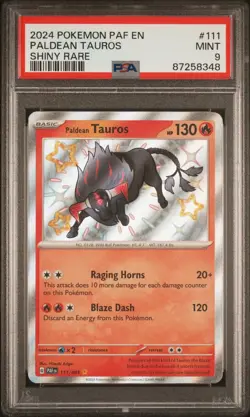 PSA 9-Low Pop- Paldean Tauros 172/091 Shiny Paldean Fates Pokemon Card MINT - Image 1