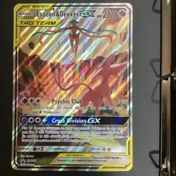 Pokemon TCG Espeon & Deoxys GX SM240 TAG TEAM Promo Full Art Holo Card JUMBO - Image 1