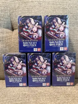 One Piece TCG Double Pack Set Vol. 9 DP-09 The Azure Sea's Seven SEALED Lot of 5 - Image 1