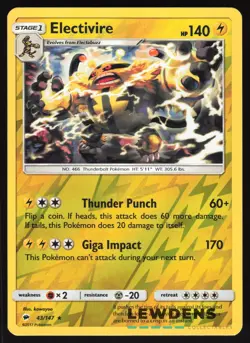 Electivire - 43/147 - Rare Reverse Holo - Burning Shadows - Pokemon Card - Image 1