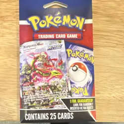 Pokemon Trading Card Game Pack 25 Cards 1 Foil Guaranteed Rayquaza 2024 - Image 1