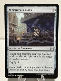 Whispersilk Cloak 257 U Commander: Duskmourn: House of Horror NM MTG - Image 1