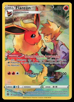 Flareon TG01/TG30 SWSH09 Brilliant Stars Trainer Gallery Holo Pokemon Card - Image 1
