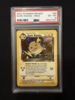 2000 Pokemon Dark Raichu Holo TCG Card 83/82 PSA 6 - Image 1