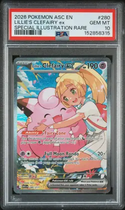 2026 POKEMON ASC EN-ASCENDED HEROES #280 LILLIE'S CLEFAIRY EX PSA 10 - Image 1