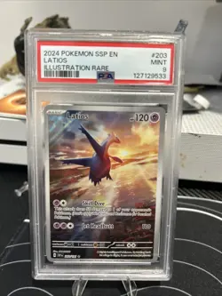 Pokemon TCG Latios Holo Card 203/191 Sv08: Surging Sparks PSA 9 - Image 1