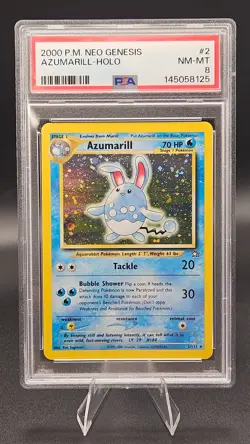 Pokemon Azumarill 2/111 Holo Rare Neo Genesis Unlimited PSA 8 2000 English - Image 1